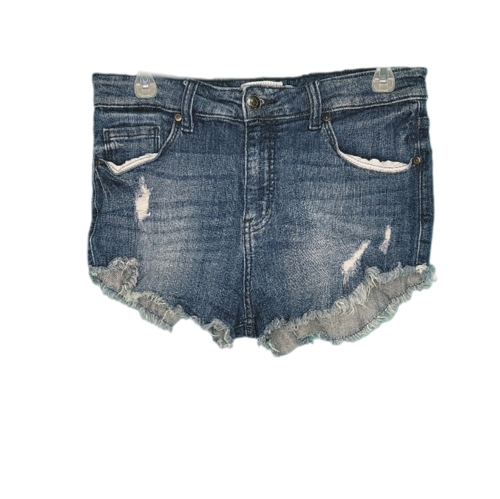 Oasis by Eunina High Rise Cut Off Blue Jean Distressed Shorts Size Small